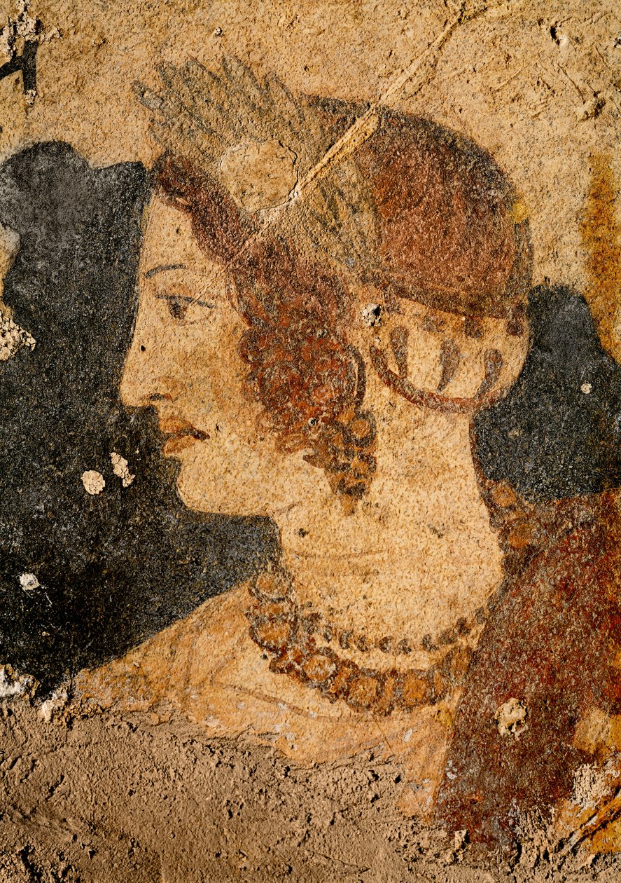 Hodet til en ung kvinne, Velia, fra graven til Orcus (veggmaleri) av Etruscan