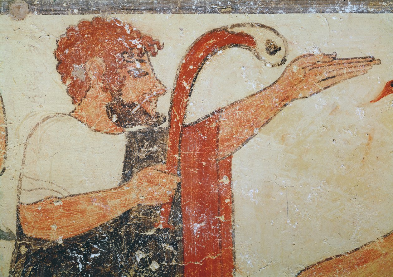 Augurens hode, fra Augurs grav, ca. 530-20 f.Kr. (veggmaleri) av Etruscan