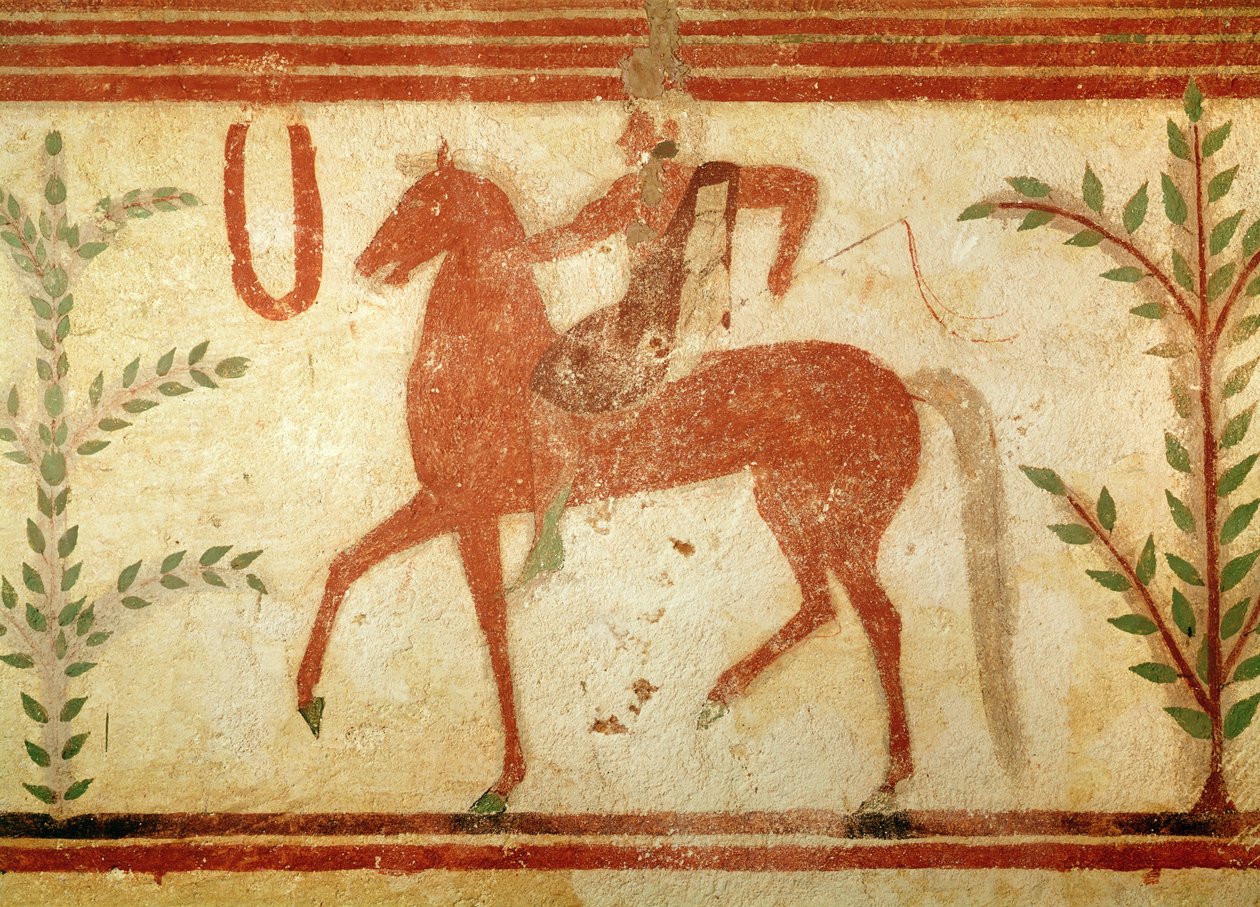 Rytter, høyre side, fra baronens grav, ca. 500 f.Kr. (veggmaleri) av Etruscan