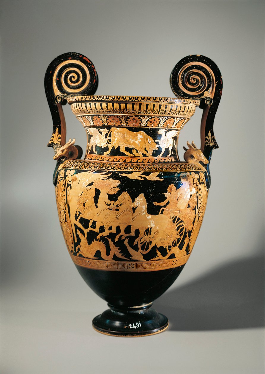 Italia, Lazio, Civita Castellana, Falerii, Volute krater (vase som brukes til å blande vin og vann) av Etruscan