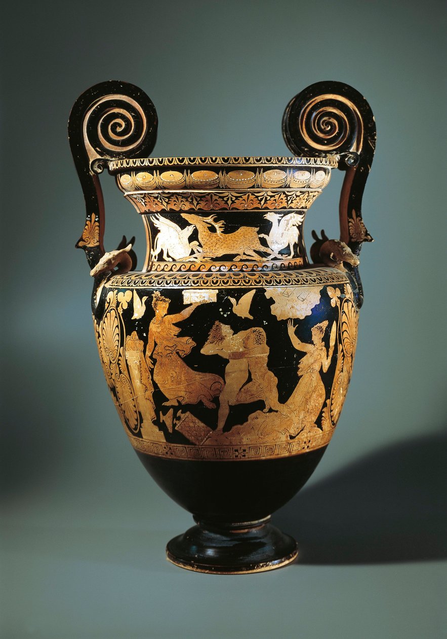 Italia, Lazio, Civita Castellana, voluttkrater med rød figur (vase brukt til å blande vin og vann) som viser Peleus som kidnapper Thetis, malt av Aurora Painter, 360/340 f.Kr. av Etruscan