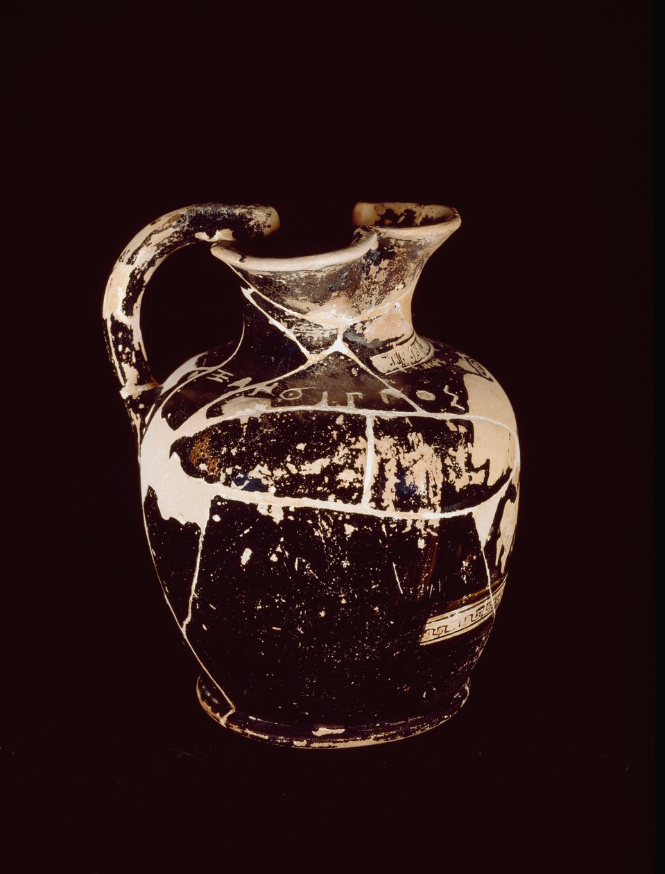 Oenochoe med inskripsjon xanthippos. Fra graven 709 til Valle Trebbia, 500-tallet f.Kr av Etruscan