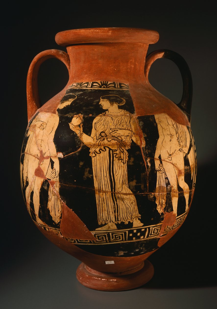 Pelike av Sommavilla-maleren med jente som presenterer et granateple (rekonstruert). Rødfigurkeramikk fra Orvieto (Umbria). Etruskisk sivilisasjon, 4. århundre f.Kr. av Etruscan