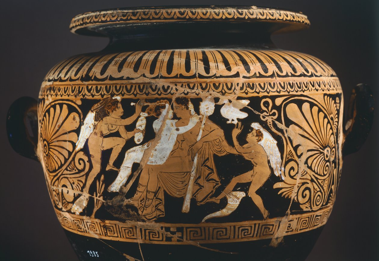 Stamnos (væskelagringskar), detalj som viser Dionysos og Ariadne. Rødfigurkeramikk fra Porano (Umbria). Etruskisk sivilisasjon, 4. århundre f.Kr. av Etruscan