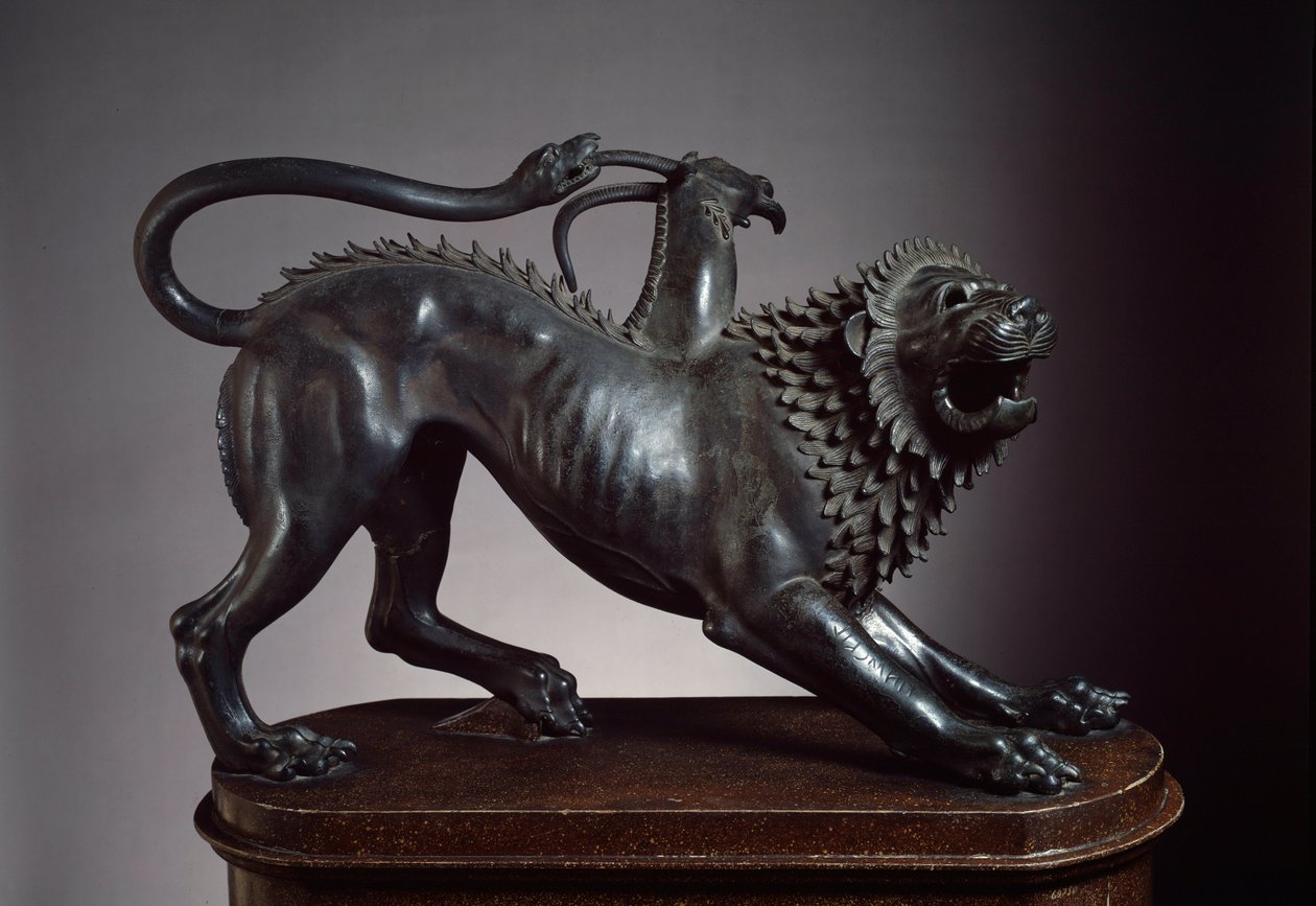 Kimæren til Arezzo, drept av Bellerophon - etruskisk skulptur, 400-350 f.Kr. (bronse) av Etruscan