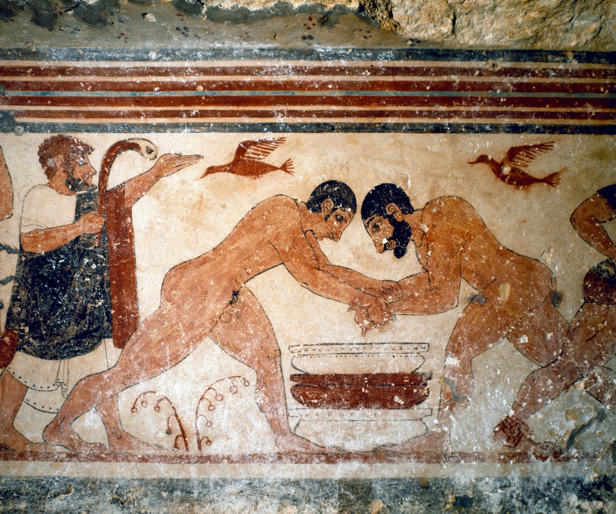 To brytere. (Detalj av freskomaleri, 530 f.Kr.) av Etruscan