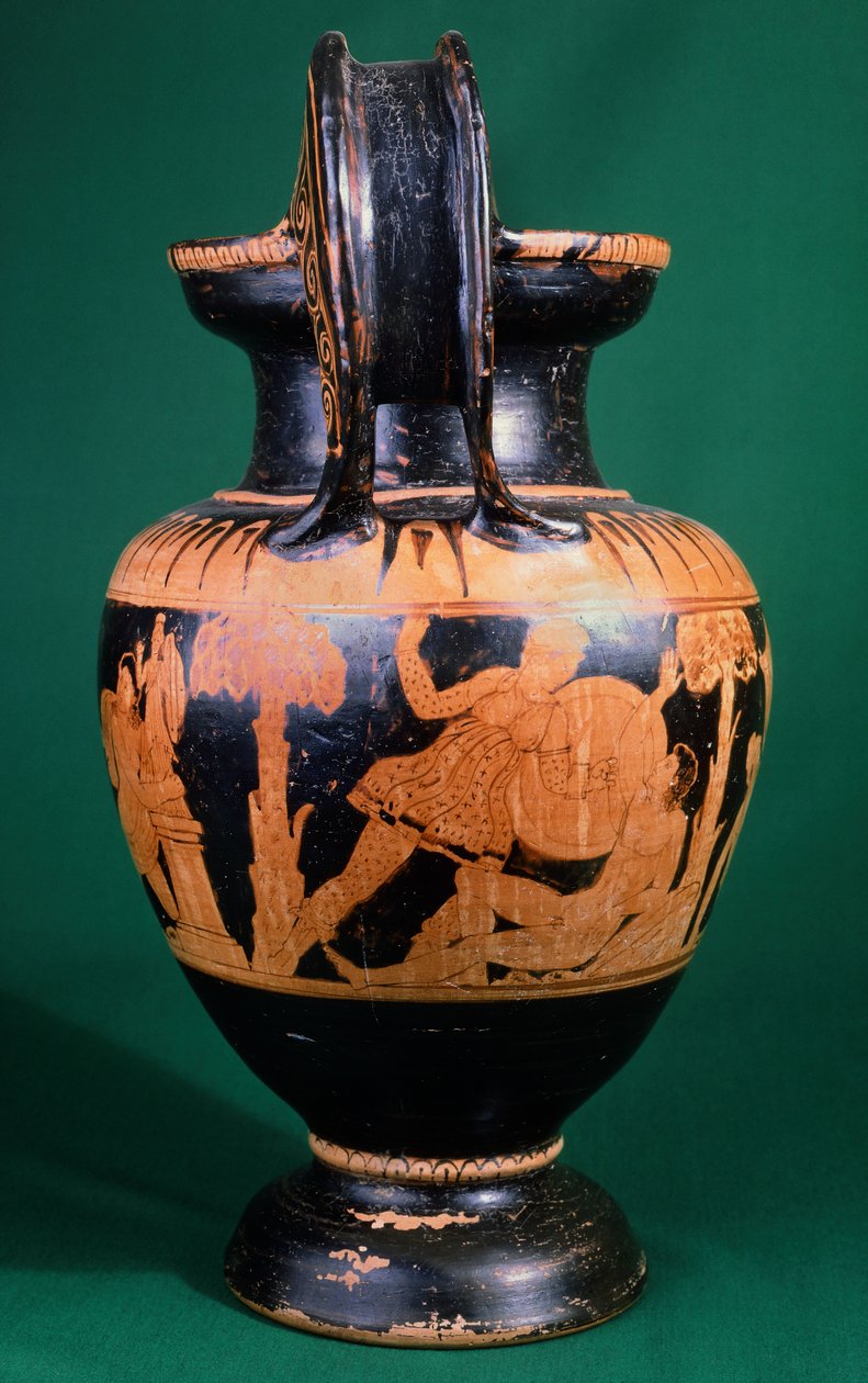 Volute krater av maleren av Mainz, som viser en kamp mellom en kriger og en Amazonas. Keramikk med rød figur. Etruskisk sivilisasjon, 4. århundre f.Kr. av Etruscan