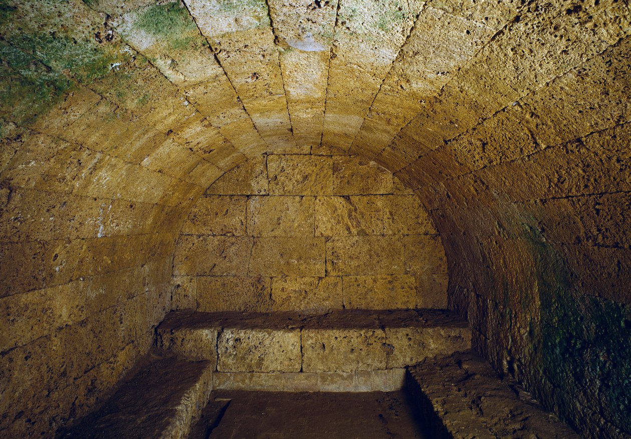 Etruskisk sivilisasjon: utsikt over graven del Gran Duca (storhertug eller storhertug), slutten av det 3. århundre f.Kr. Chiusi, Italia av Etruscan Etruscan