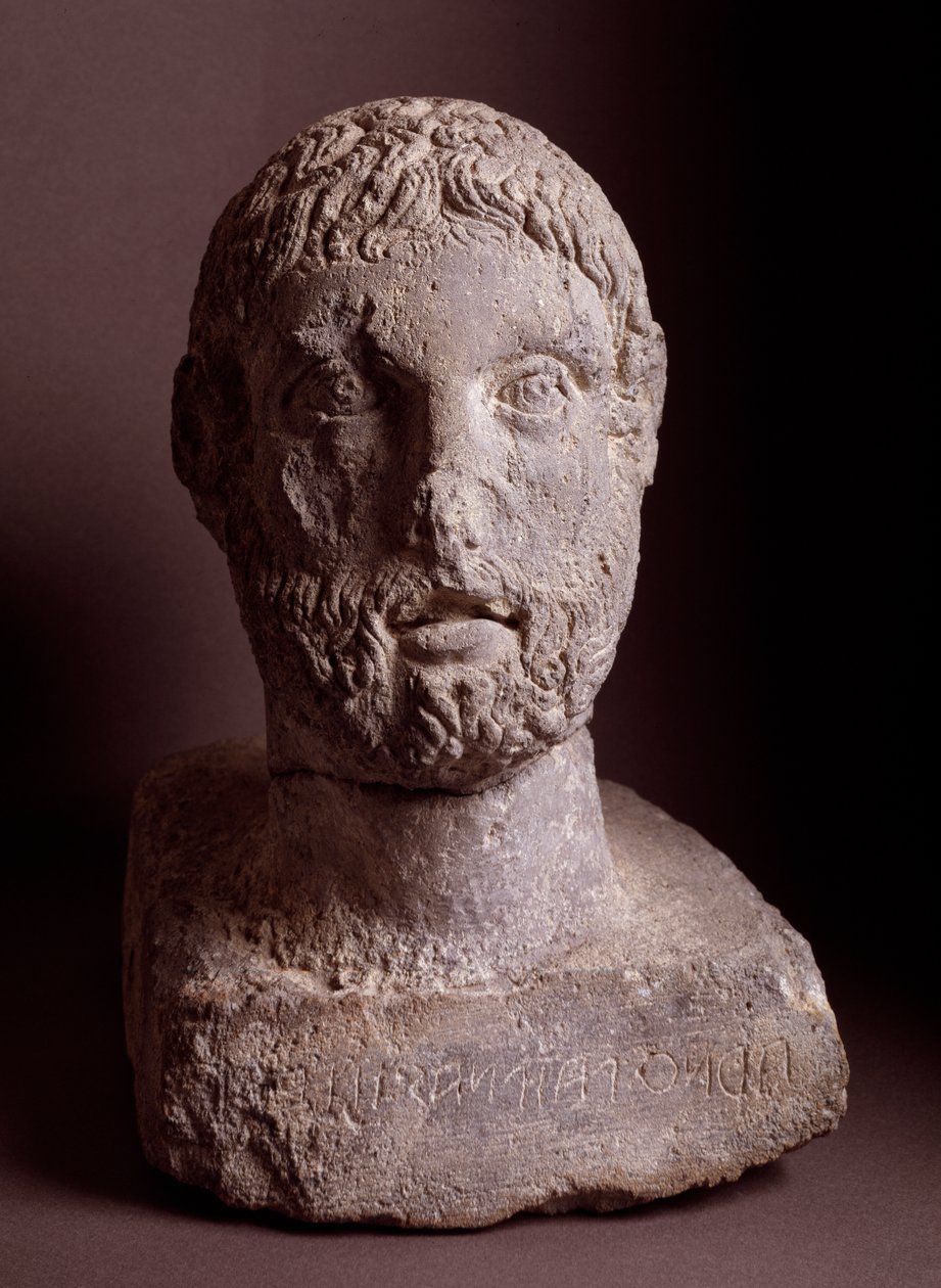 Leder av Arnth Paipnas, kalksteinsskulptur, 3. århundre f.Kr av Etruscan Etruscan