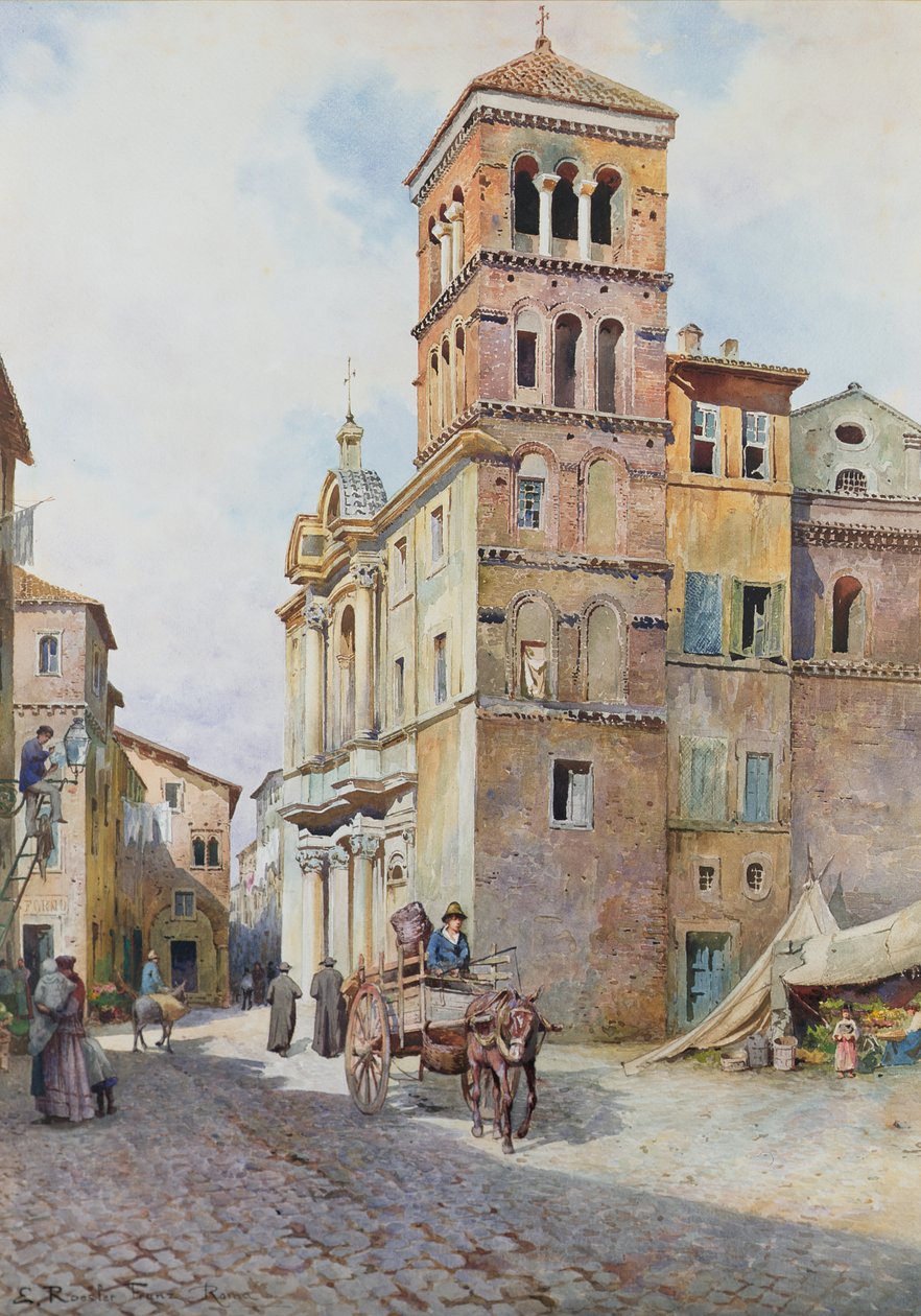 Utsikt over Santa Maria i Monticelli, Roma av Ettore Roesler Franz