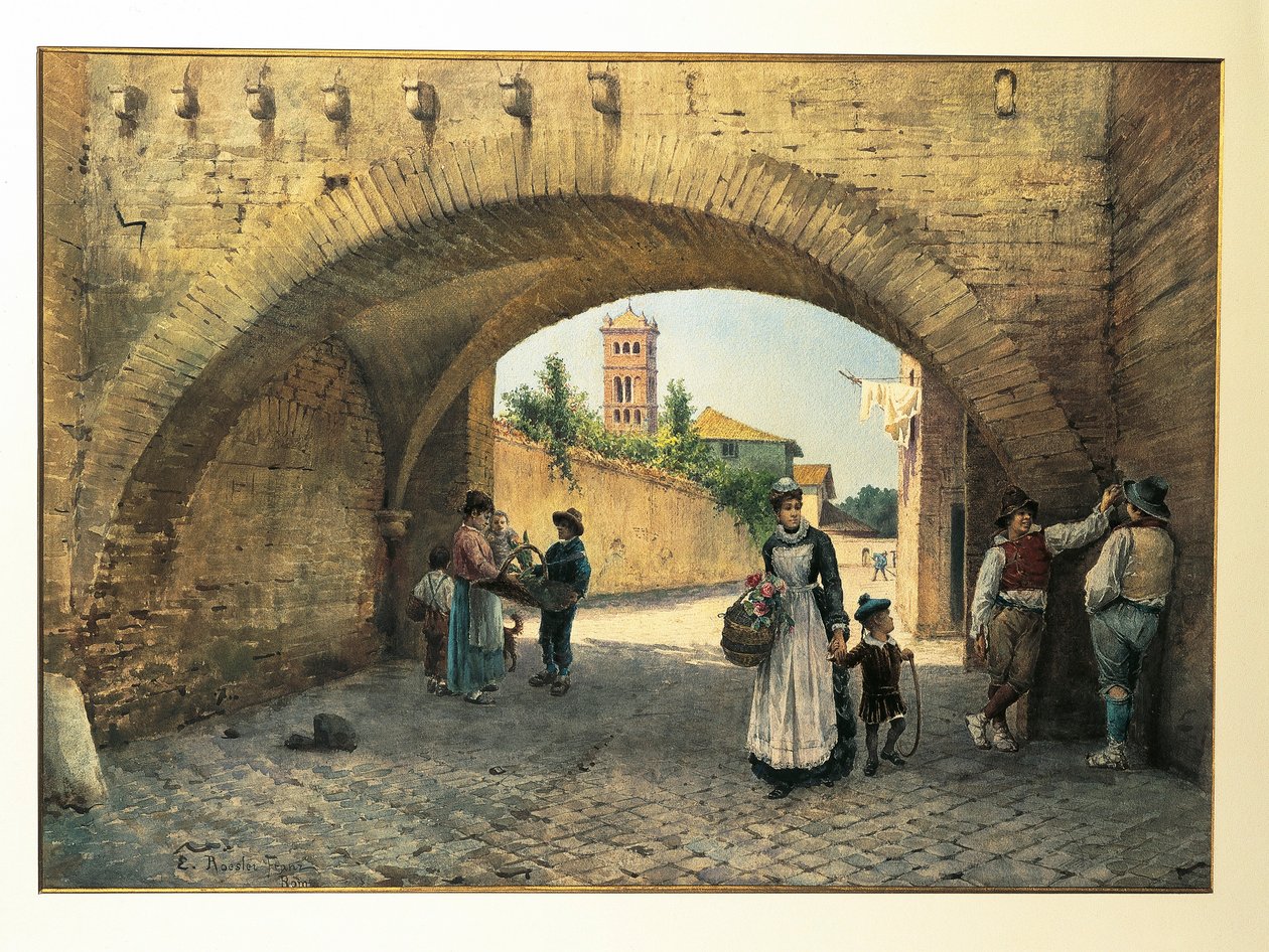 Italia, Roma, Tolomei-buen av Ettore Roesler Franz, akvarell av Ettore Roesler Franz