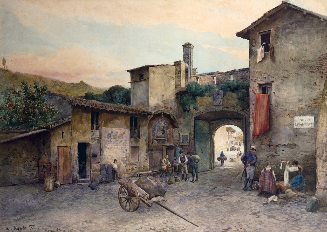 Port Cavalry (Porta Cavalleggeri) i Roma fra serien Roma sparita (Forsvunnet Roma) av Ettore Roesler Franz