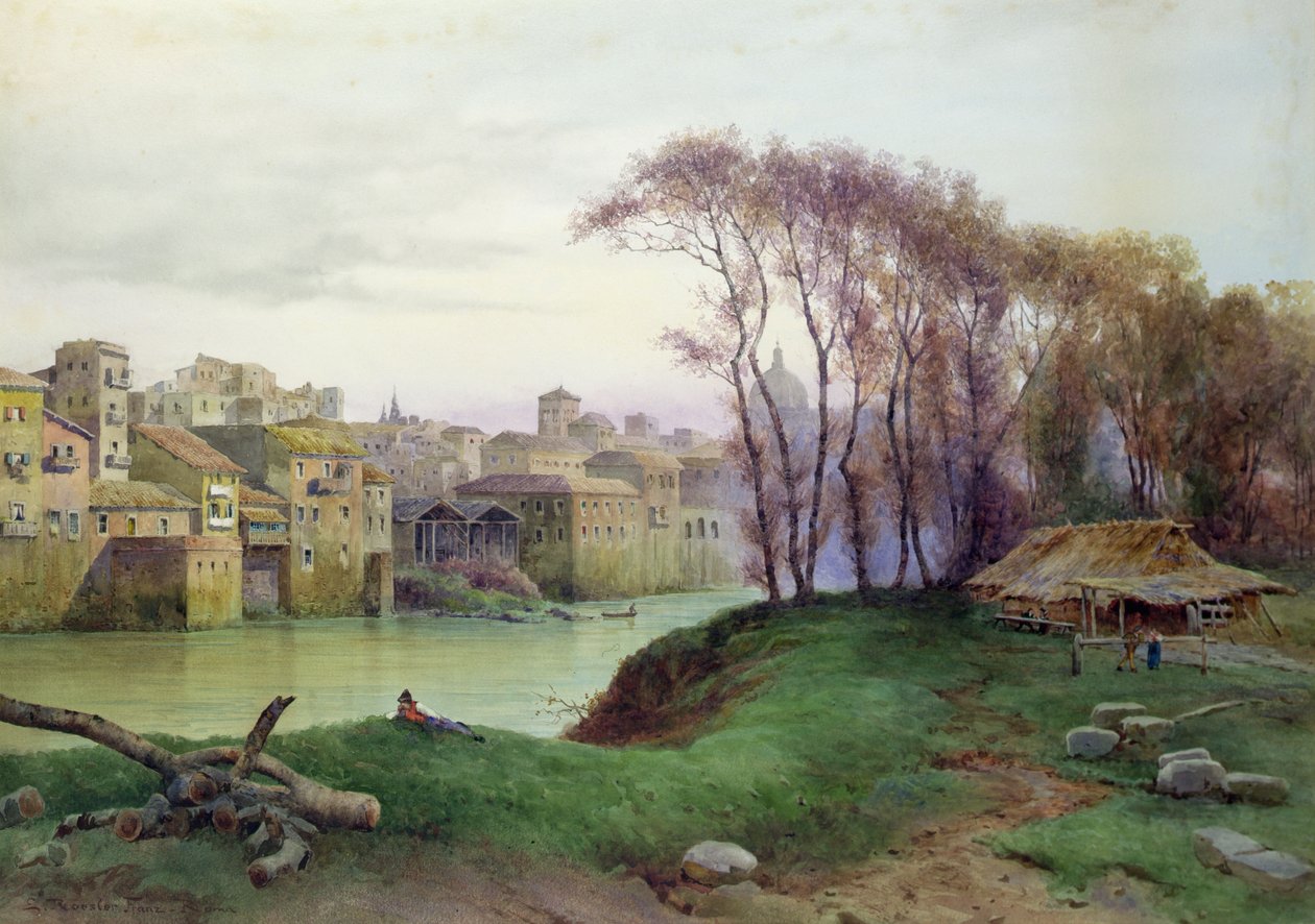 Utsikt over Prati di Castello, Roma (akvarell på papir) av Ettore Roesler Franz