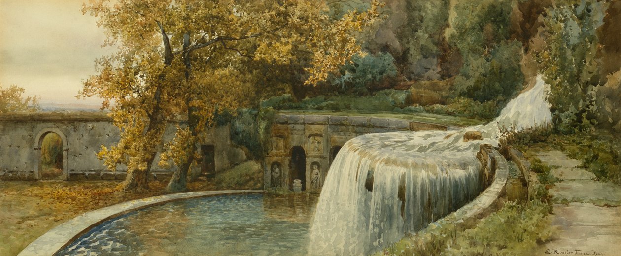 Villa Deste, høst (blyant og akvarell) av Ettore Roesler Franz