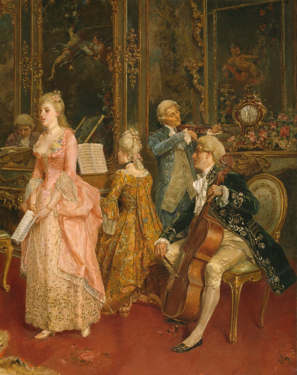 Konsert på Mozarts tid, 1853 (detaljer) av Ettore Simonetti