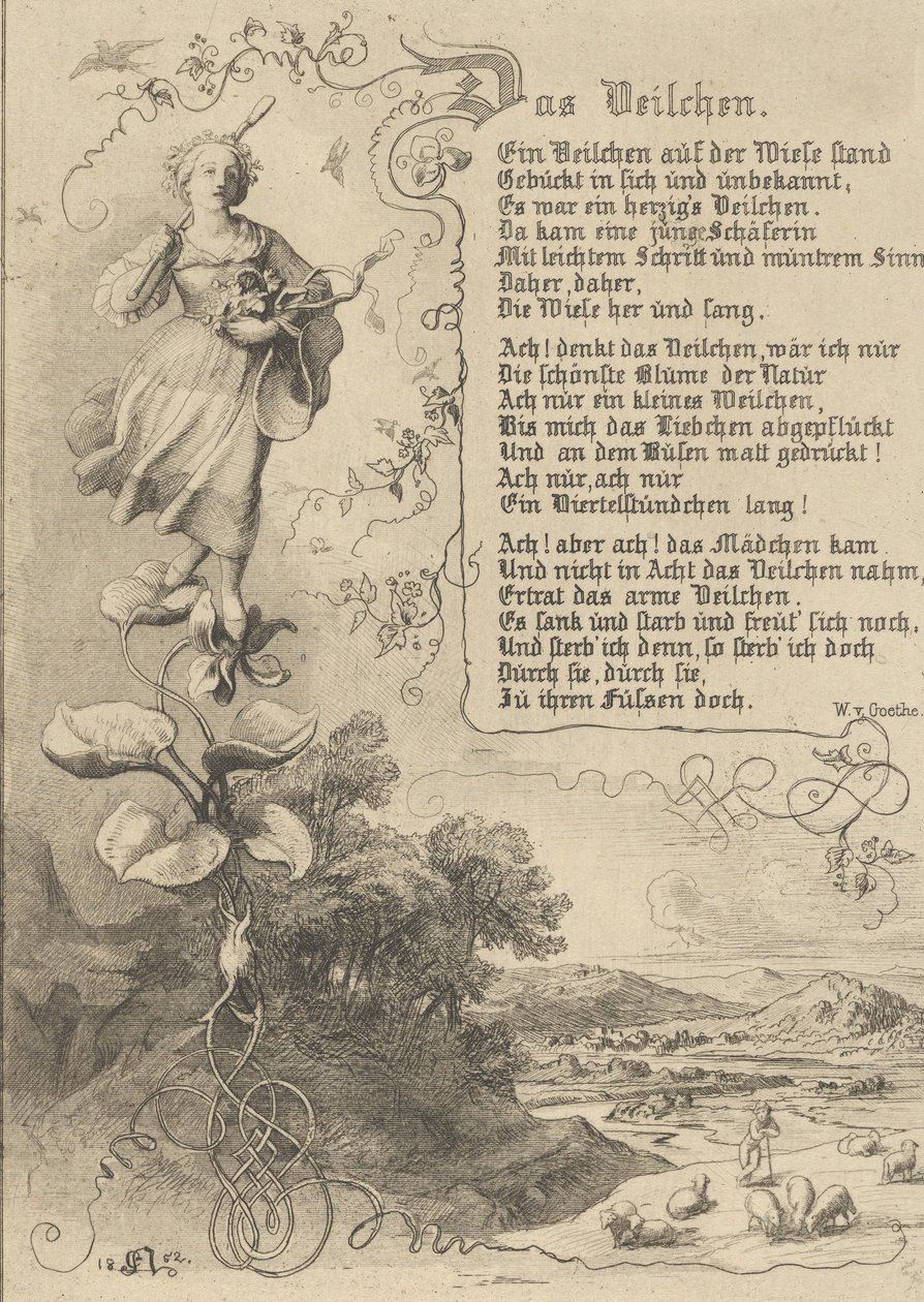 Vannlilje, bratsj, kongen av Thule, blomsterhevnen, 1852. av Eugen Napoleon Neureuther