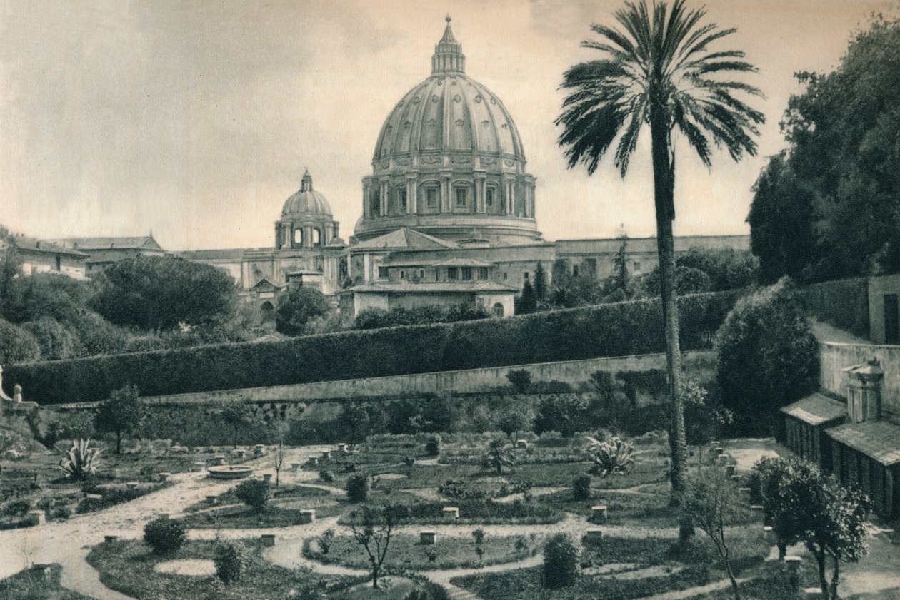 Vatikanets hager og kuppelen til Peterskirken, Roma, Italia, 1927 av Eugen Poppel