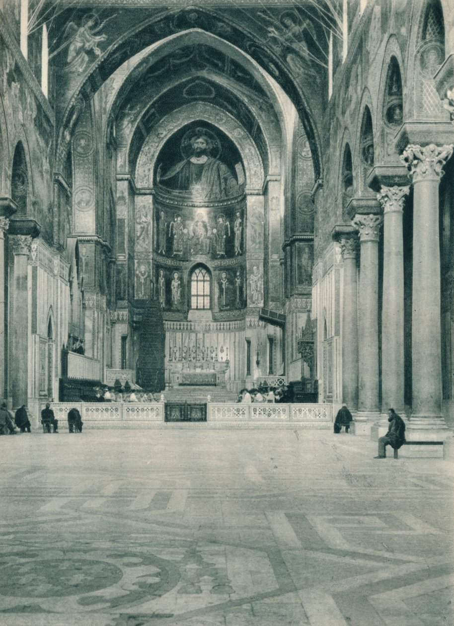 Interiør i Monreale-katedralen, Sicilia, Italia, 1927 av Eugen Poppel