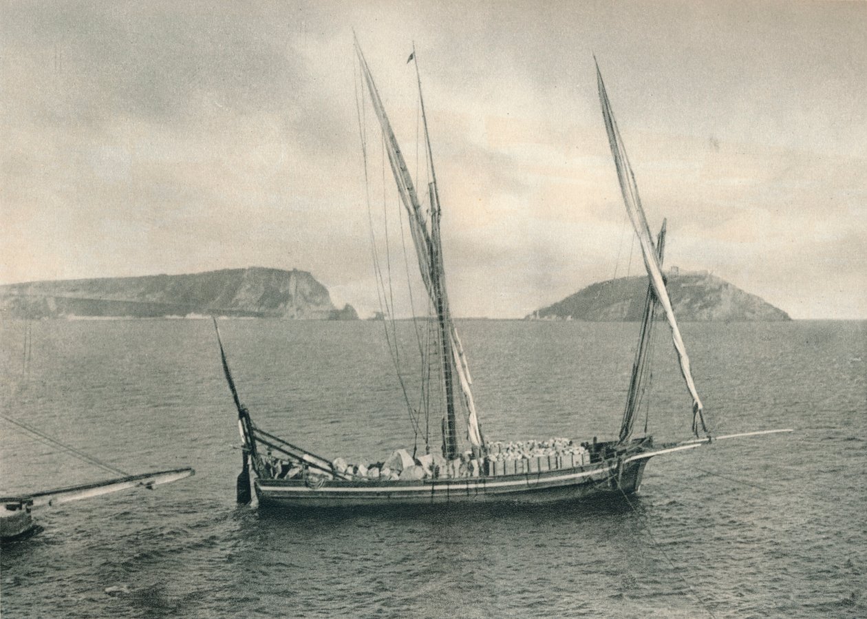 Seilbåt i havnen i Napoli, Italia, 1927 av Eugen Poppel