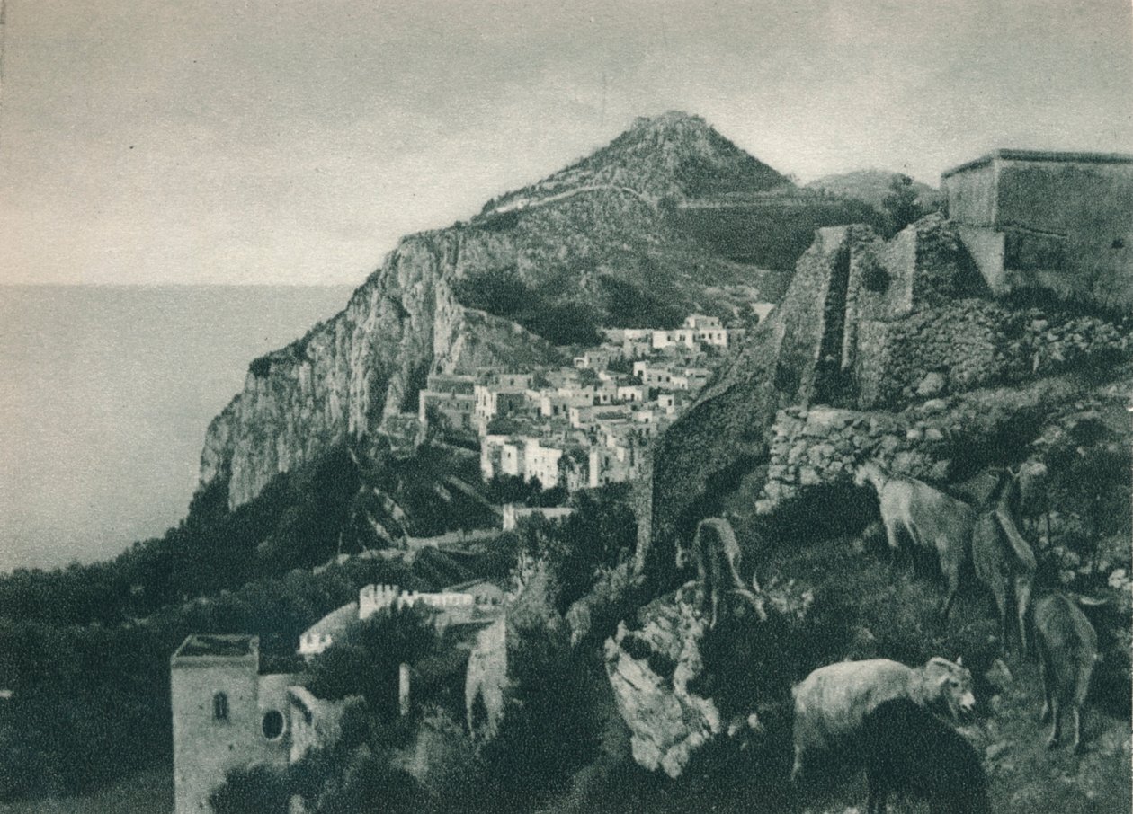 Utsikt over havet med Monte Solaro, Capri, Italia, 1927 av Eugen Poppel