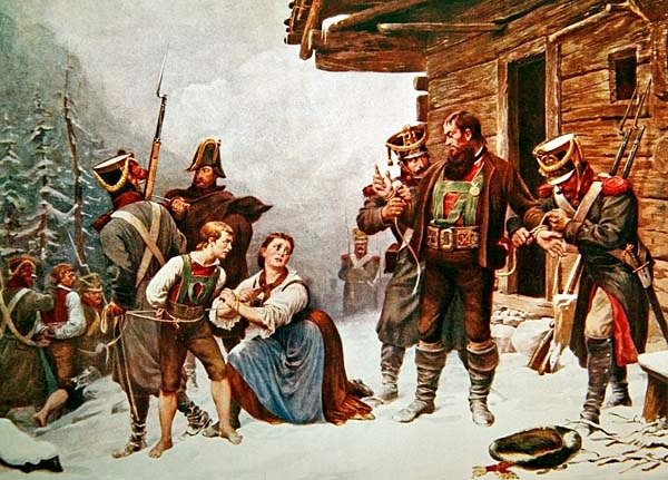 Fangst av Andreas Hofer 19. januar av Eugen von (after) Blaas