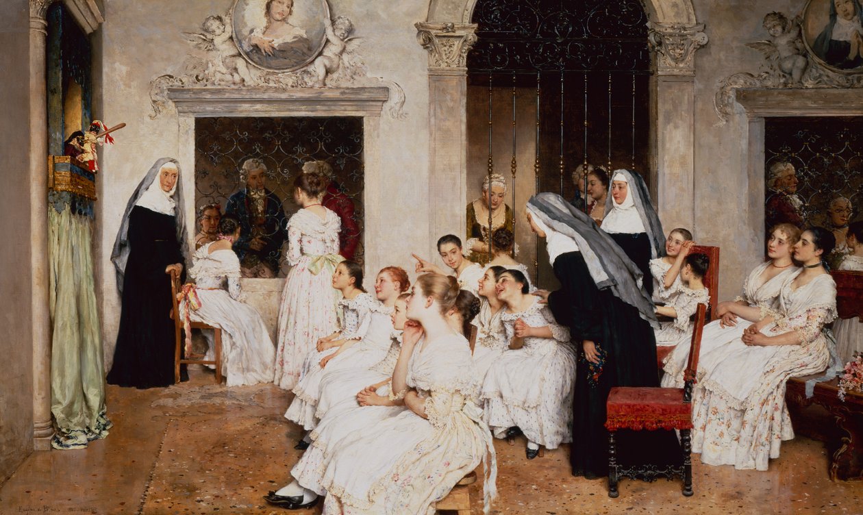 Klosterscene i Venezia (olje på lerret) av Eugen von Blaas