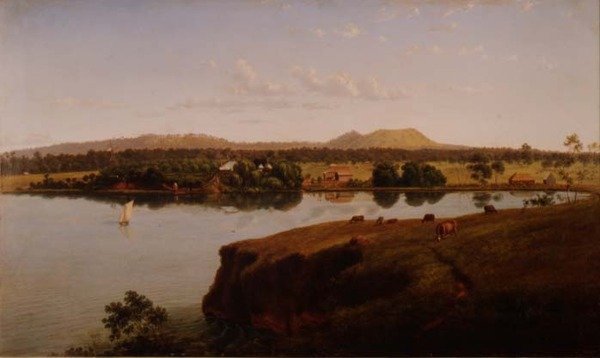 Utsikt over Purrumbete Station med utsikt mot nordvest. Mt. Leura og Mt. Sugarloaf i det fjerne, Australia av Eugen von Guerard