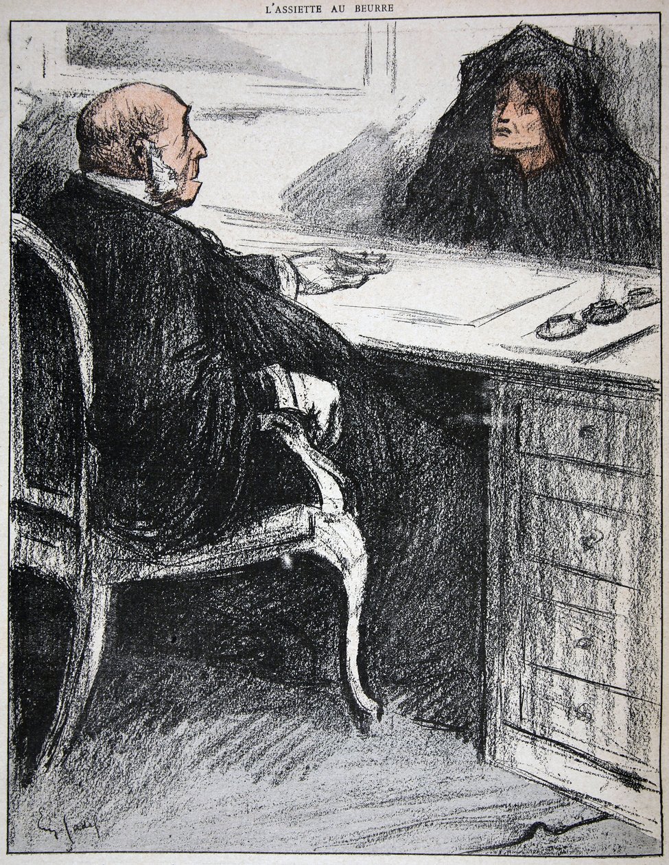 Enke med en rettstjenestemann, illustrasjon fra 