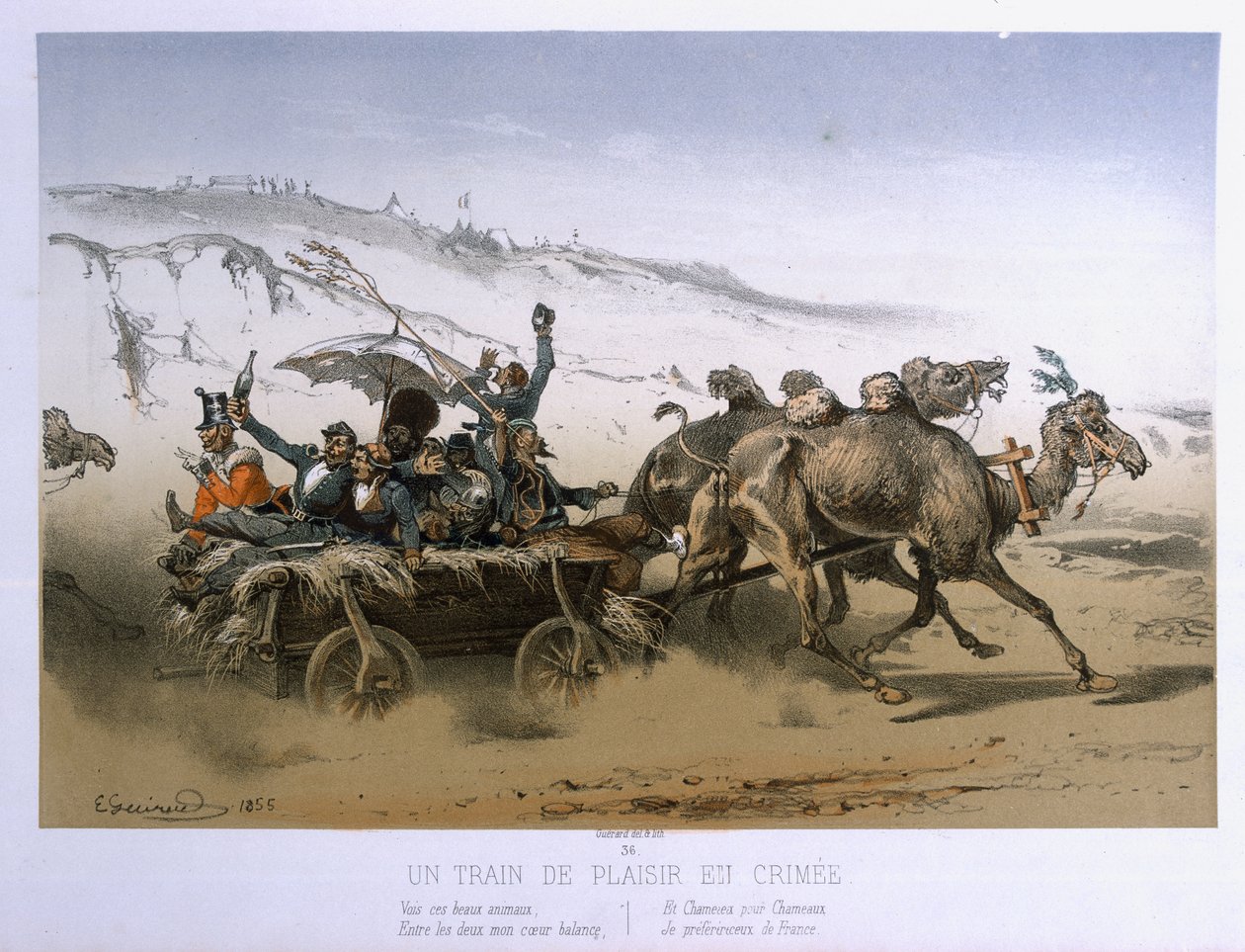 A Pleasure Wagon in the Crimea, utgitt av Wild 1854-55 av Eugene Charles Francois Guerard