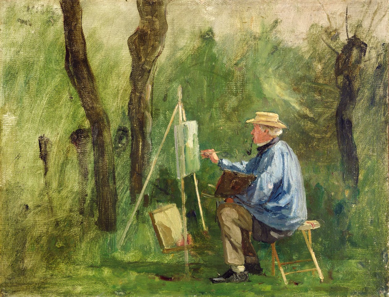 Corot ved sitt staffeli, Crecy-en-Brie, 1874 av Eugene Decan