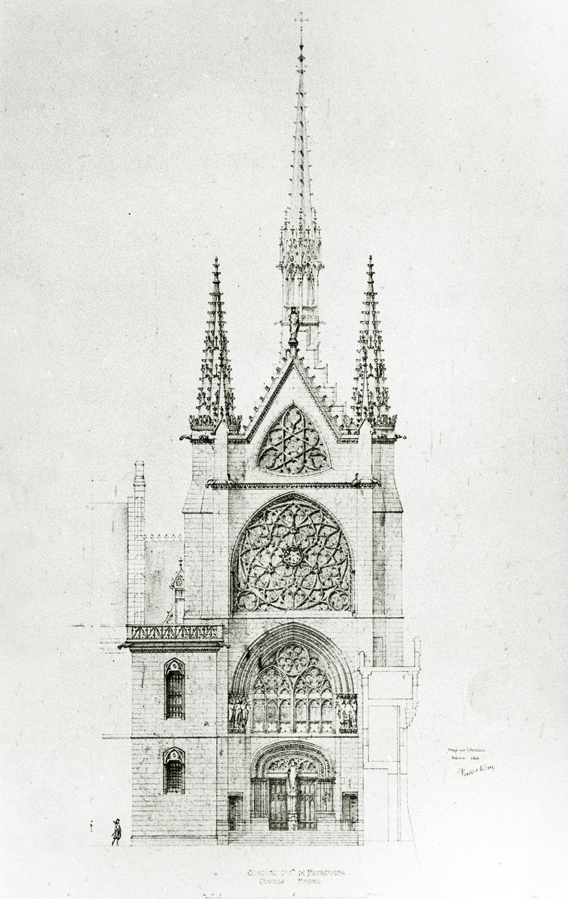 Tegning for restaurering av kapellet, Château de Pierrefonds, 1864 av Eugene Emmanuel Viollet le Duc