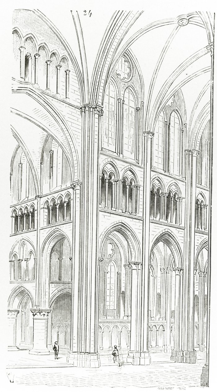 Interiøret i Cluny-katedralen av Eugene Emmanuel Viollet le Duc