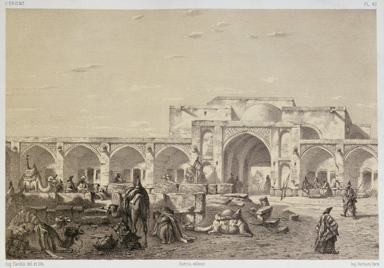 Caravanserai på veien fra Isfahan til Shiraz av Eugene Flandin