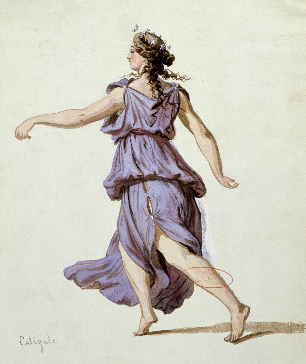 Nattetime, kostymedesign for den første produksjonen av 'Caligula' av Alexandre Dumas (1802-70) på Comedie Francaise, desember 1837 av Pierre François Eugène Giraud