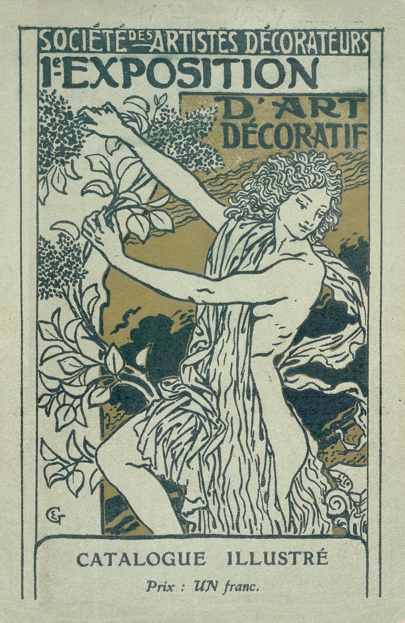 Katalogomslag for den første utstillingen av dekorativ kunst i Paris, januar 1901 av Eugene Grasset
