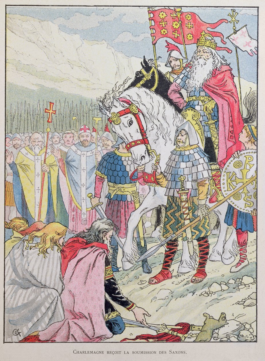 Charlemagne (742-814) mottok saksernes underkastelse i 785 av Eugene Grasset