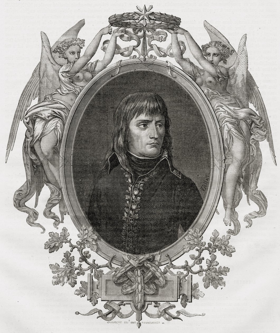 Portrett av Napoleon Bonaparte (1769-1821) gravert av Stephane Pannemaker (1847-1930) av Eugene Joseph Viollat