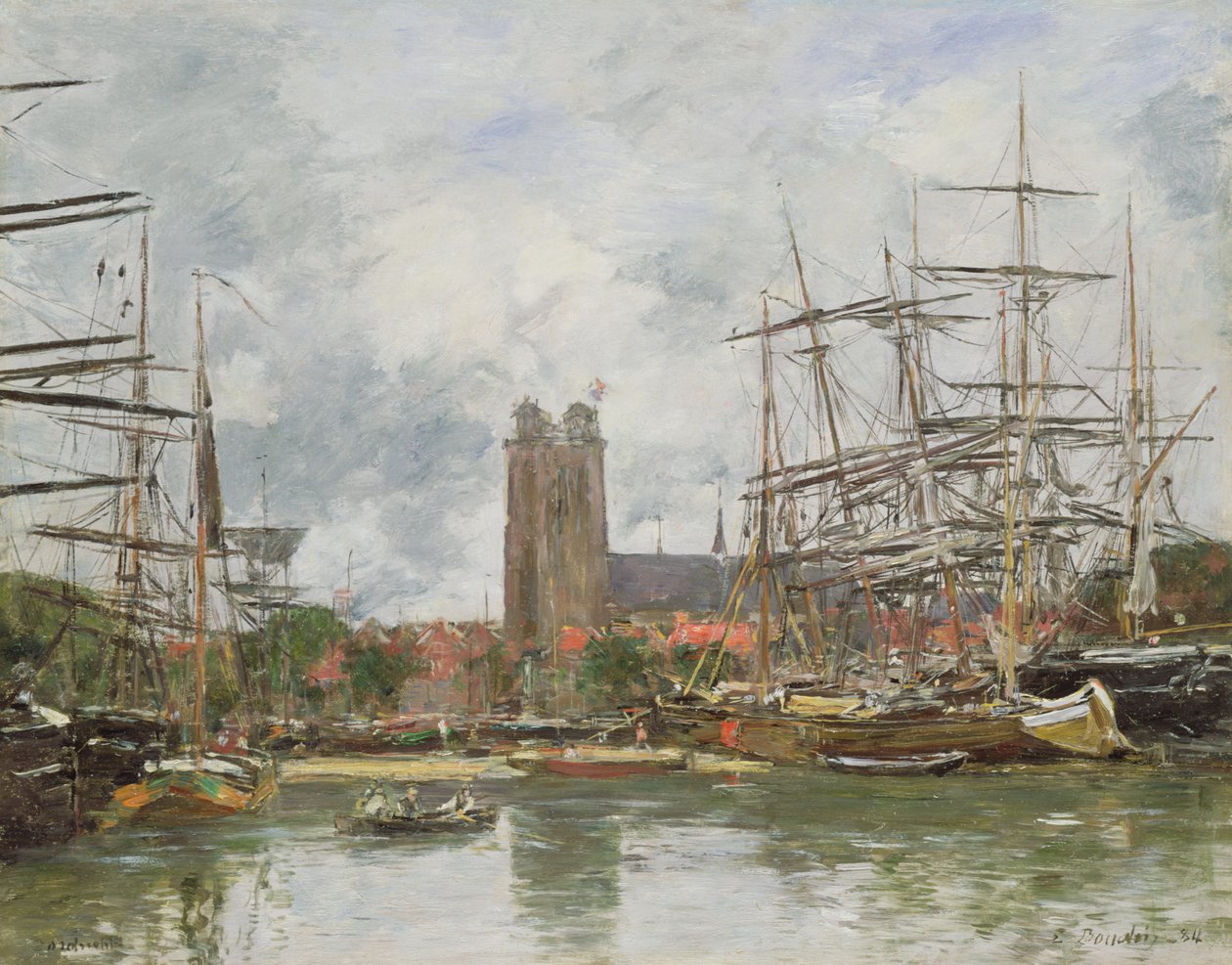 En fransk havn, 1884 av Eugene Louis Boudin