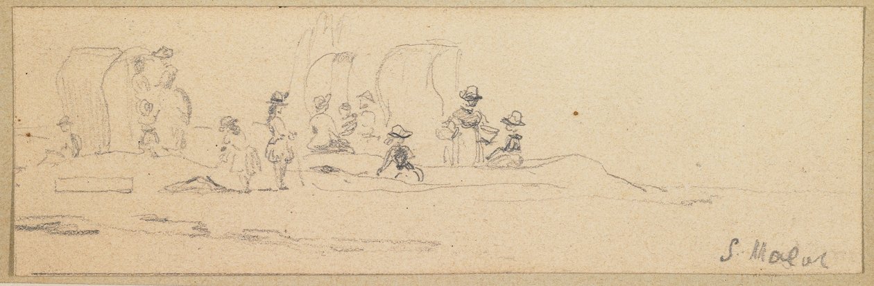 Strandscene ved Saint Malo av Eugene Louis Boudin