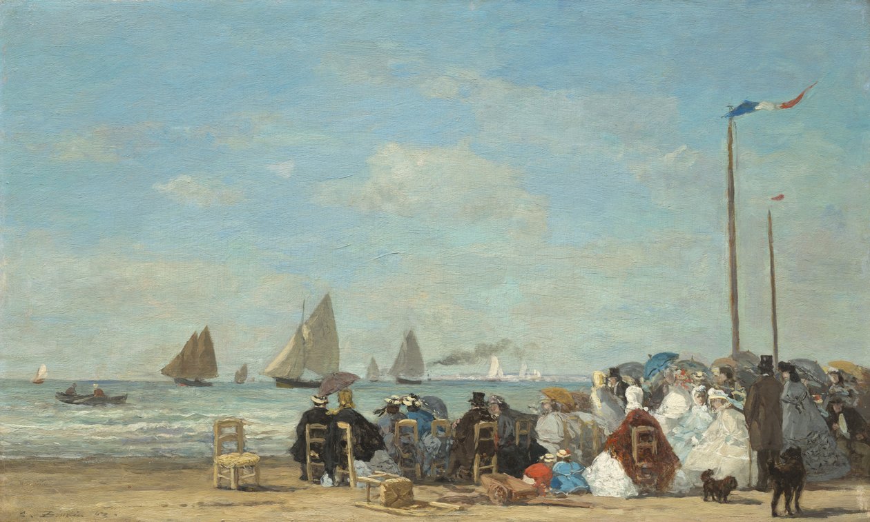 Strandscene ved Trouville, 1863 (olje på tre) av Eugene Louis Boudin