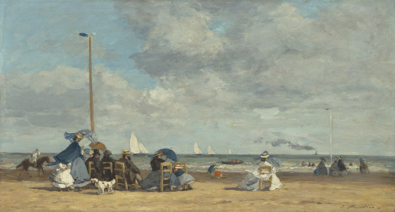 Stranden ved Trouville, 1864-5 (olje på tre) av Eugene Louis Boudin