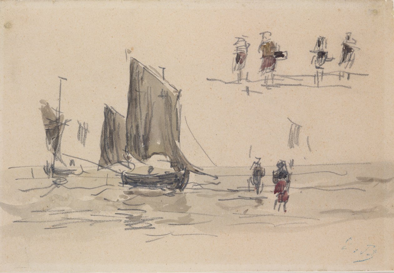 Båter og fiskere av Eugene Louis Boudin