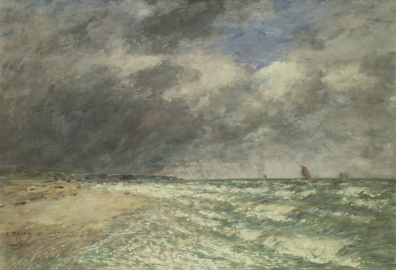 Gusty Weather over the Sea, Deauville, 1895 av Eugene Louis Boudin