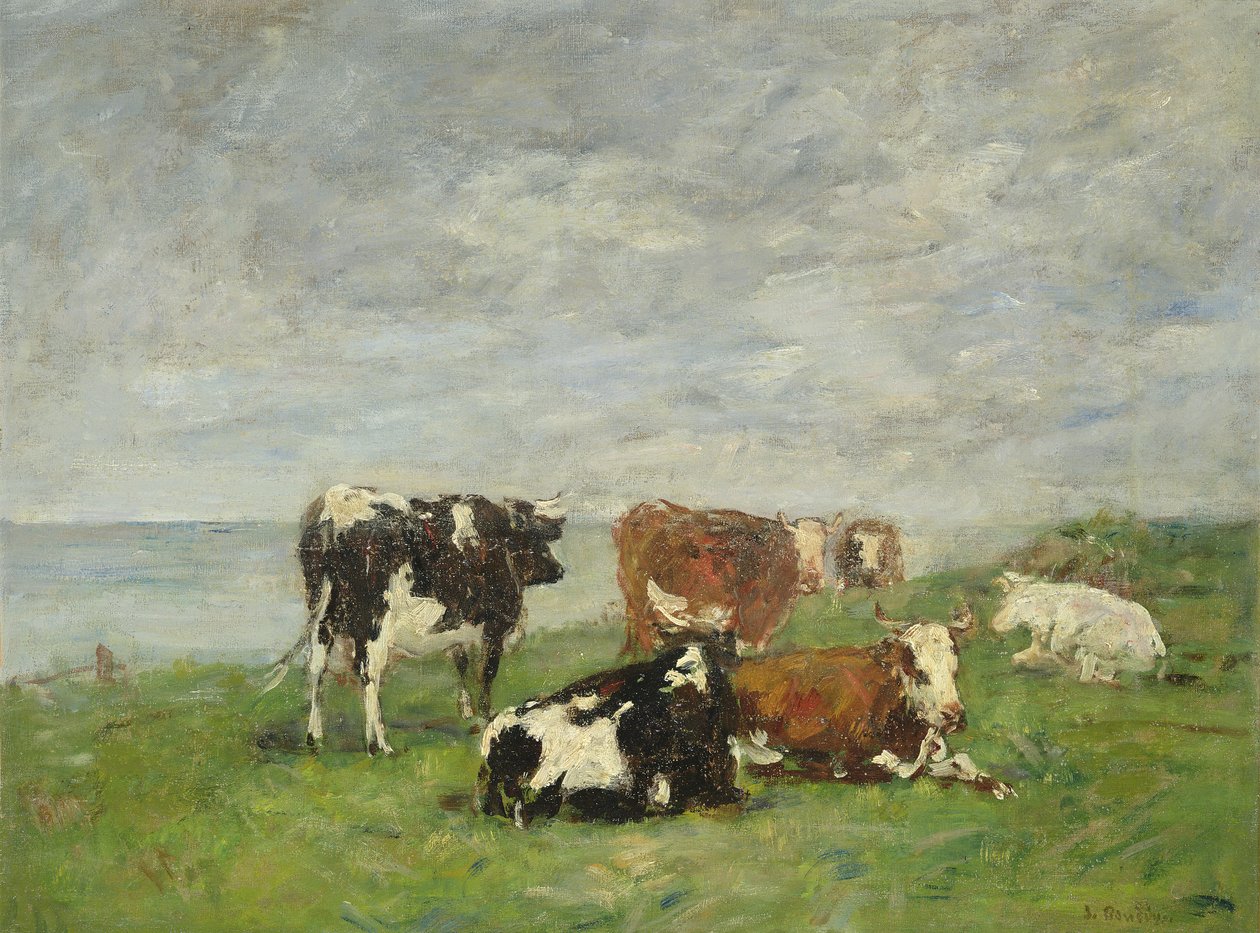 Beite ved sjøen, ca. 1880-85 av Eugene Louis Boudin