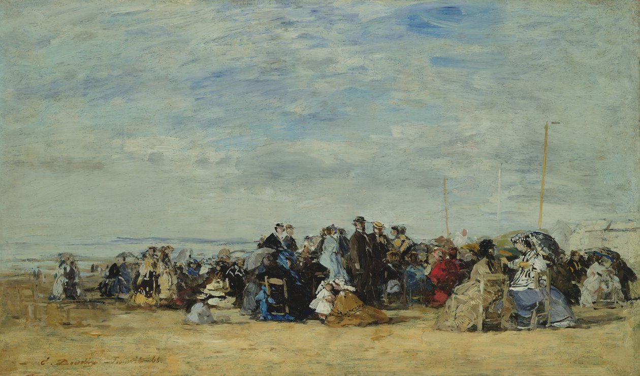 Stranden ved Trouville, 1866 av Eugene Louis Boudin