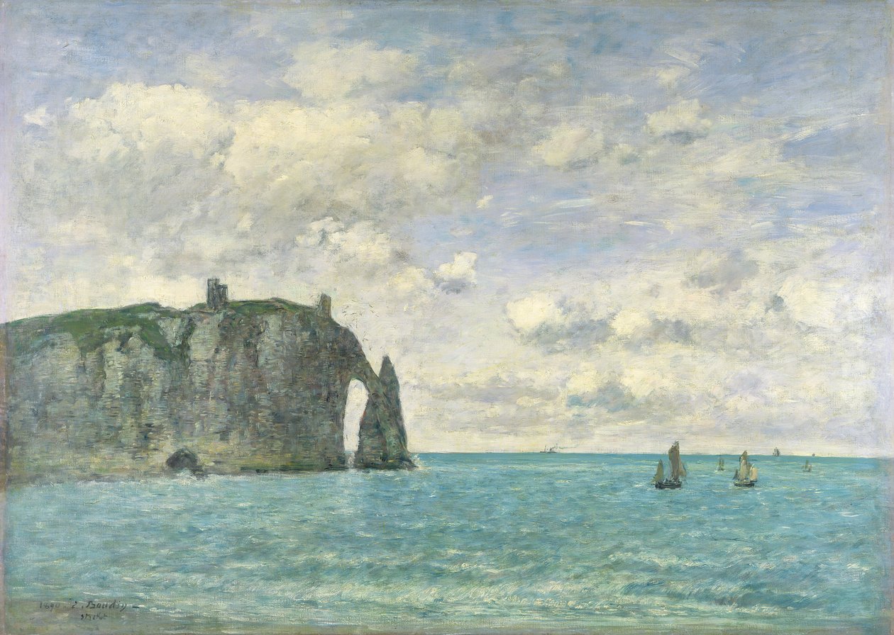 Klippene ved Etretat, 1890 av Eugene Louis Boudin