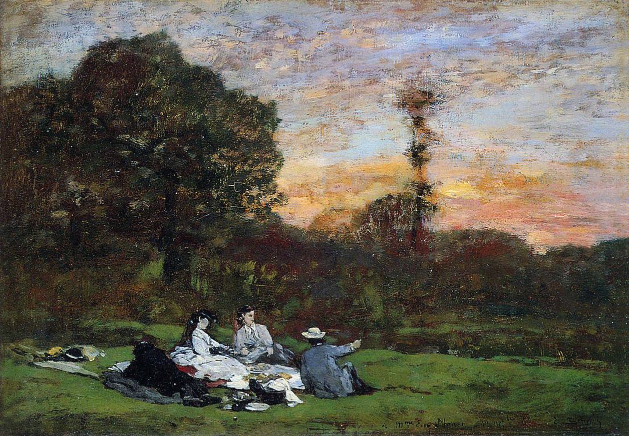 Manet-familien piknik, 1866 av Eugene Louis Boudin