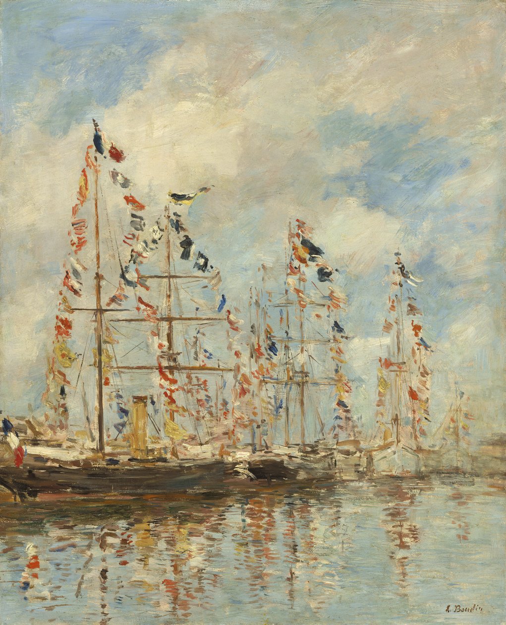 Yachtbasseng ved Trouville-Deauville, ca. 1895-6 (olje på tre) av Eugene Louis Boudin