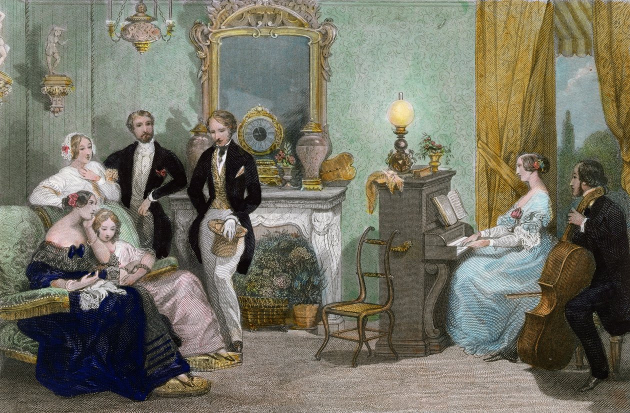 En familiekonsert, ca. 1840 av Eugene Louis Lami