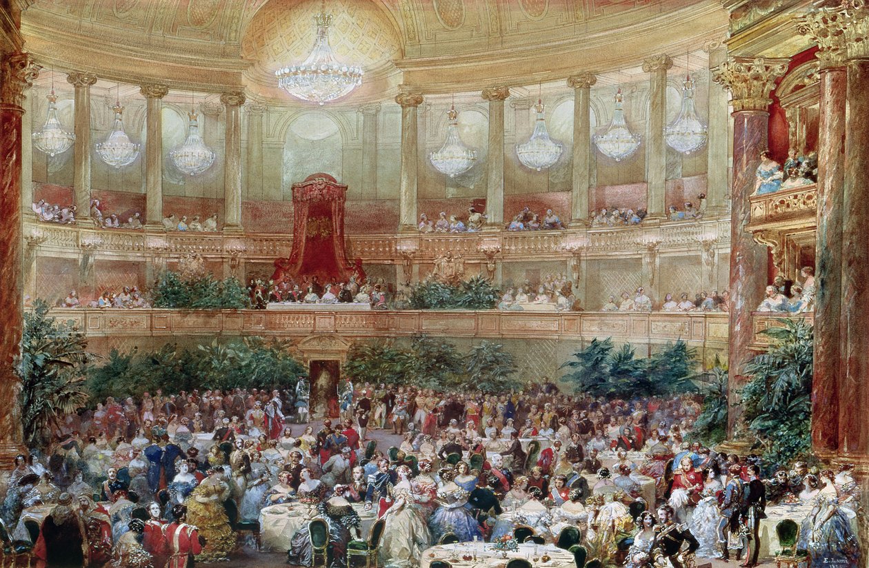 Middag i Salle des Spectacles i Versailles, 1854 av Eugene Louis Lami